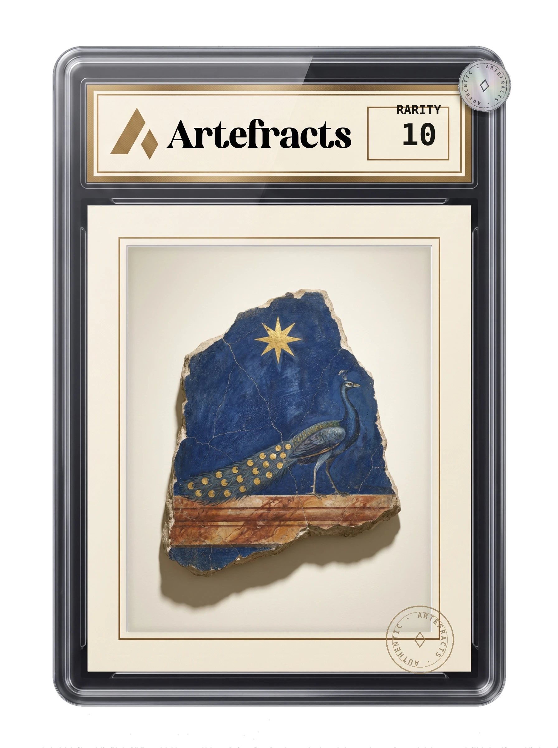 Artefracts graded slab — lapis peacock fresco fragment